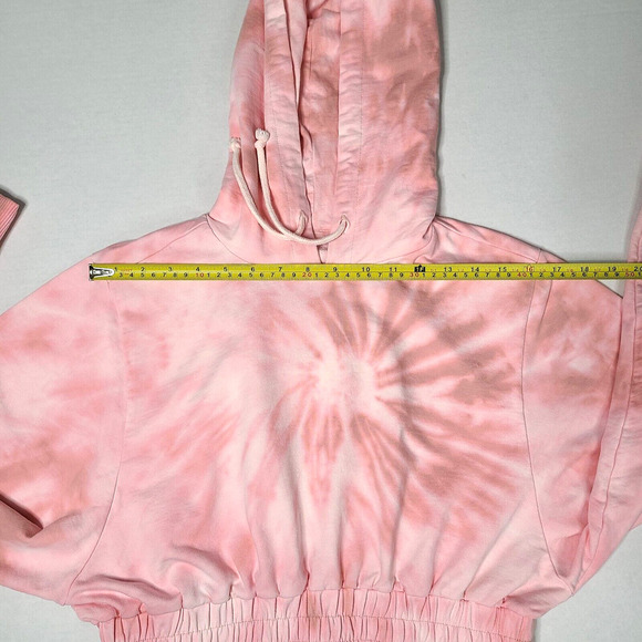 ASOS Hoodie US 4 Small Custom Pink Spiral Tie Dye Cropped Hippie Boho Festival - Picture 10 of 11